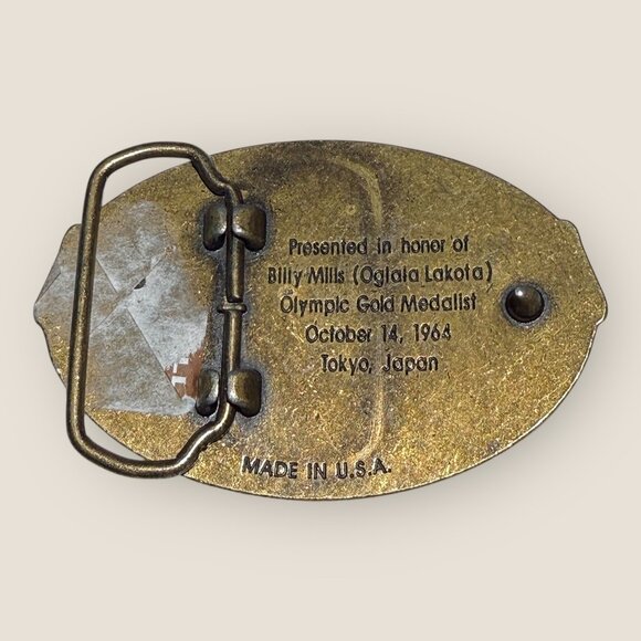 Running Strong Belt Buckle 40th Anniv American Indian Youth Gold Medalist 1964 - Picture 3 of 4